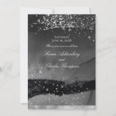Invitation Fumé Gris Noir & Parkling Silver Mariage moderne (Devant)