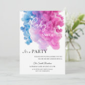 Invitation Fumée bleue et rose Bébé Fête de la Révélation de  (Debout devant)