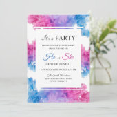 Invitation Fumée bleue et rose Bombe Bébé Genre Revey Party (Debout devant)