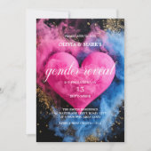 Invitation Fumée bleue et rose Coeur bébé Fumée Genre Reveal  (Devant)