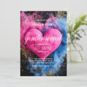 Invitation Fumée bleue et rose Coeur bébé Fumée Genre Reveal  (Debout devant)