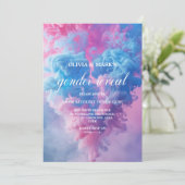 Invitation Fumée bleue et rose Coeur Genre Revela Party (Debout devant)