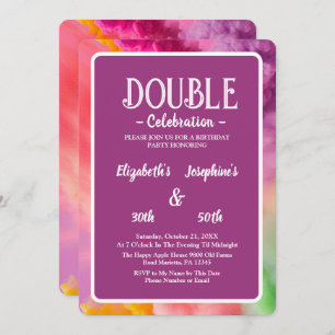 Invitation Fumée colorée Double Jumelle Anniversaire Célébrat