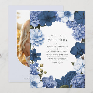 Invitation Fumée de Jacinthe, Ardoise Marine & Ciel d'Hiver M