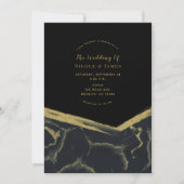 Invitation Fumée noire et or Mariage Moderne Chic Marbré (Devant)