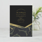 Invitation Fumée noire et or Mariage Moderne Chic Marbré (Debout devant)