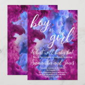 Invitation Fumée rose bleu Fête de la révélation de genre (Devant / Derrière)