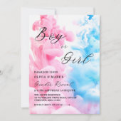 Invitation Fumée rose et bleu Bébé Fête de la révélation de g (Devant)