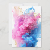 Invitation Fumée rose et bleu Thème Baby Revey Genre (Devant)