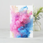 Invitation Fumée rose et bleu Thème Baby Revey Genre (Debout devant)