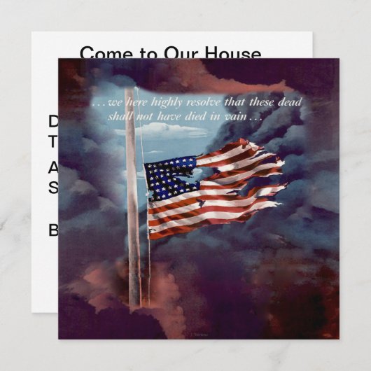 Invitation Fumée tombée mais pas oubliée et drapeau déchiré (Devant / Derrière)