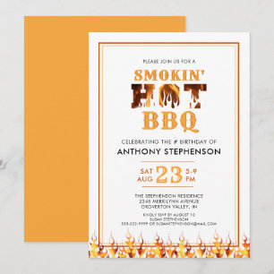 Invitation Fumeur de barbecue d'anniversaire fête d'été
