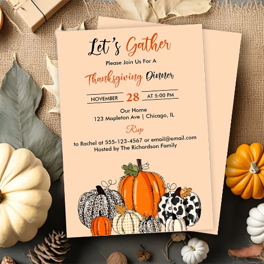 Invitation Fumpkin Rassemblons Thankgiving Dinner Party