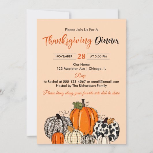 Invitation Fumpkin Thankgiving (Devant)