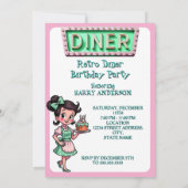 Invitation Fun 1950s Diner Birthday Cake Mint Pink (Dos)