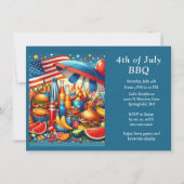 Invitation Fun 4 juillet Rouge Blanc Bleu (Devant)