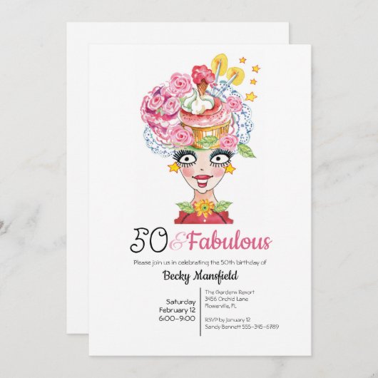 Invitation Fun 50 & Fabuleux Lady Casquette Multi Rose (Devant / Derrière)