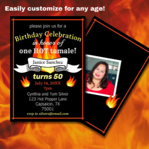 Invitation Fun 50e anniversaire "Hot Tamale" Photo personnali