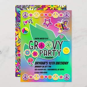 Invitation FUN 60's Love Birthday Party de Retro Super