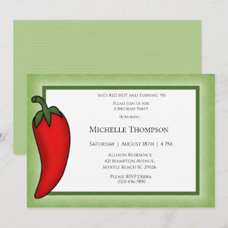 Invitation Fun 90e ou n'importe quel âge Red Hot Pepper Anniv