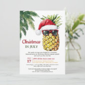 Invitation Fun Ananas Père Noël Noël en juillet fête d'été (Debout devant)