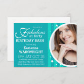 Invitation Fun and Fabulous Photo 40th Birthday Party (Devant / Derrière)