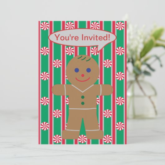 Invitation Fun and Fancy Christmas Gingbread Homme (Debout devant)