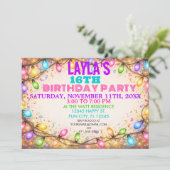 Invitation Fun and Festive String Lights Unisex Birthday (Debout devant)