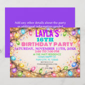 Invitation Fun and Festive String Lights Unisex Birthday (Devant / Derrière)
