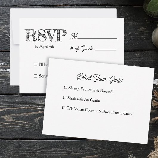 Invitation Fun and Simple Black and White Wedding RSVP