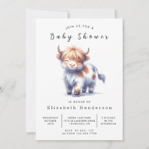 Invitation Fun Animal Simple Vache Baby shower