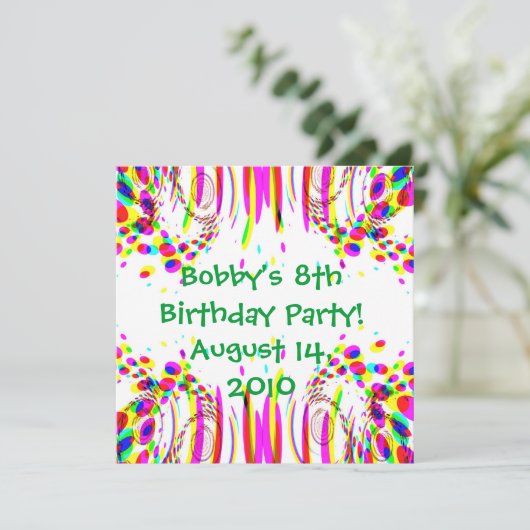 Invitation Fun anniversaire coloré !Invitation (Debout devant)