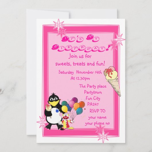 Invitation Fun anniversaire de enfant (Devant)