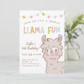 Invitation Fun Anniversaire de enfant de Llama entière (Debout devant)
