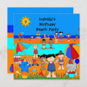 Invitation Fun Anniversaire de enfant Party Beach (Devant / Derrière)