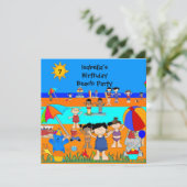Invitation Fun Anniversaire de enfant Party Beach (Debout devant)