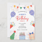 Invitation Fun Anniversaire fête coloré ballons (Devant)