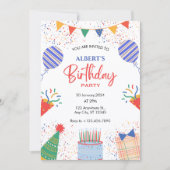 Invitation Fun Anniversaire fête coloré ballons (Devant)