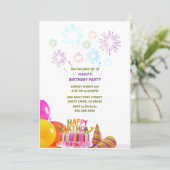 Invitation Fun Anniversaire fête coloré ballons (Debout devant)