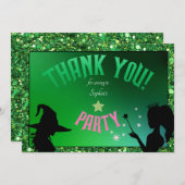 Invitation Fun Anniversaire Soirée Vert Rose Glinda (Devant / Derrière)