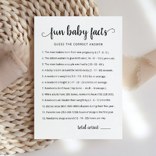 Invitation Fun Baby Facts Jeu avec réponses Baby shower Card