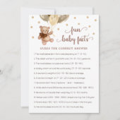 Invitation Fun Baby Facts Jeu Baby shower Teddy Bear Card (Devant)