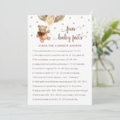 Invitation Fun Baby Facts Jeu Baby shower Teddy Bear Card (Debout devant)