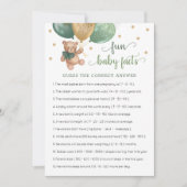 Invitation Fun Baby Facts Jeu Baby shower Teddy Bear Card (Devant)