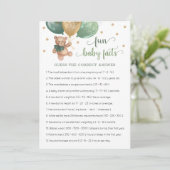 Invitation Fun Baby Facts Jeu Baby shower Teddy Bear Card (Debout devant)