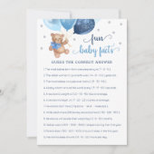 Invitation Fun Baby Facts Jeu Baby shower Teddy Bear Card (Devant)