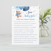 Invitation Fun Baby Facts Jeu Baby shower Teddy Bear Card (Debout devant)