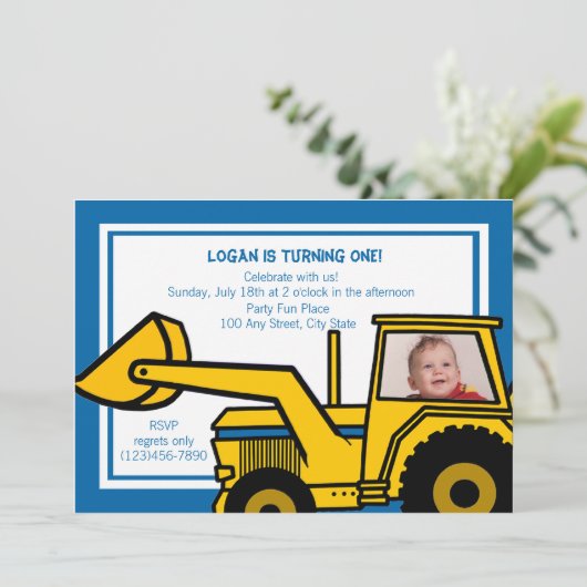 Invitation Fun Backhoe/ Photo (Debout devant)
