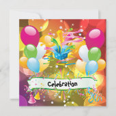 Invitation Fun Balloons Streamers Fête (Devant)