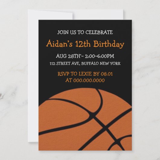 Invitation Fun Basketball fête d'anniversaire (Devant)